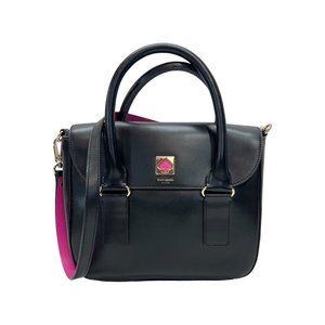 Kate Spade Doreen Black Leather Cross Body Bag Bond Street Satchel Pink Logo